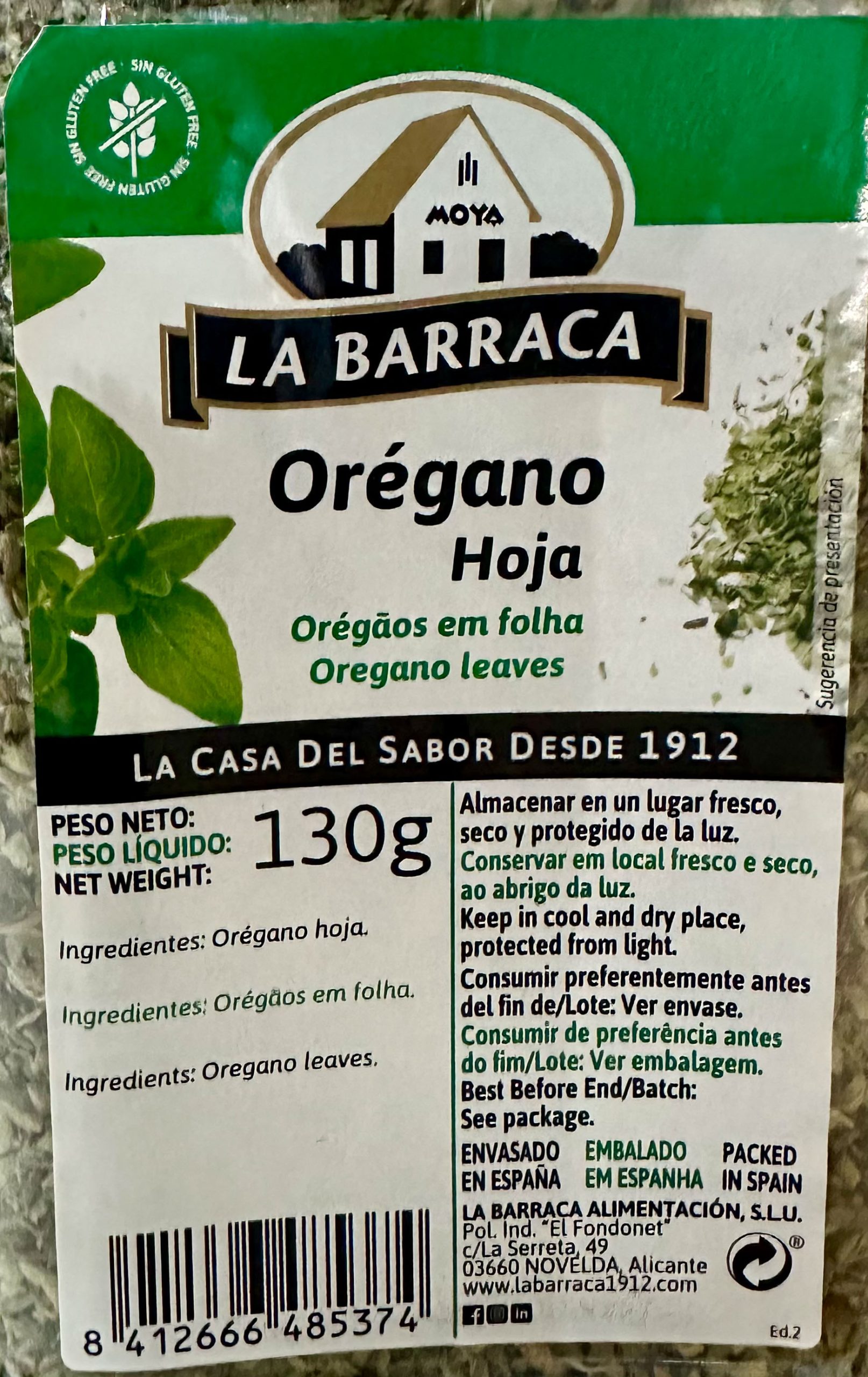 Orégano para pizza La Barraca 130g - Imagen 2
