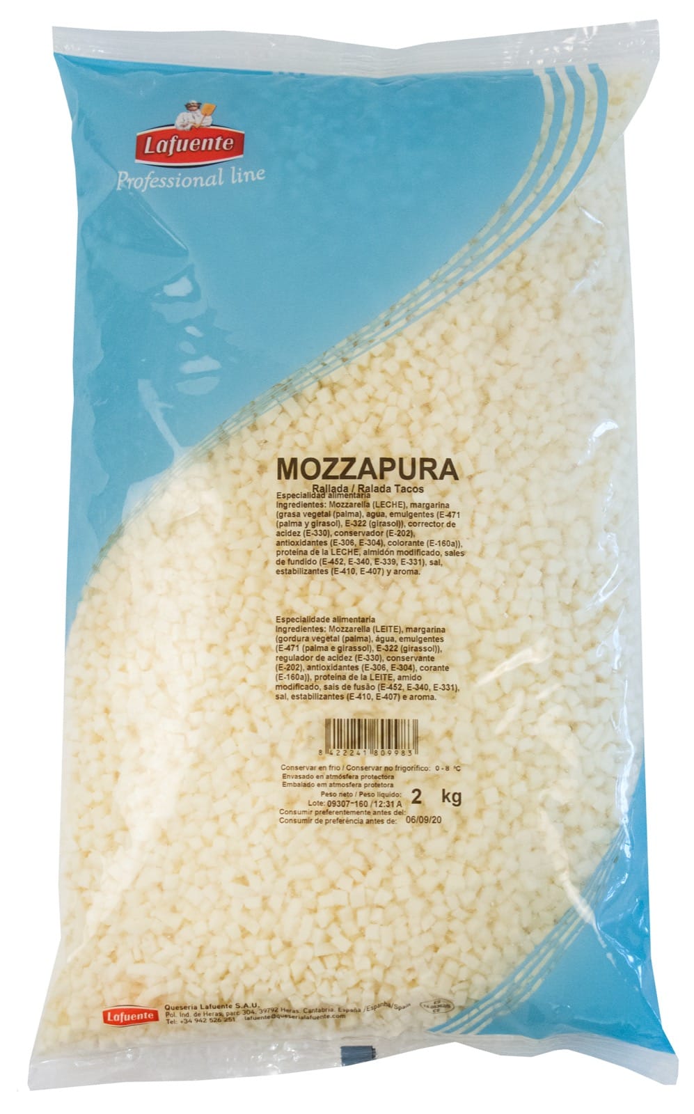 Queso Mozzarella 70%-30% Mozzapura para Pizza